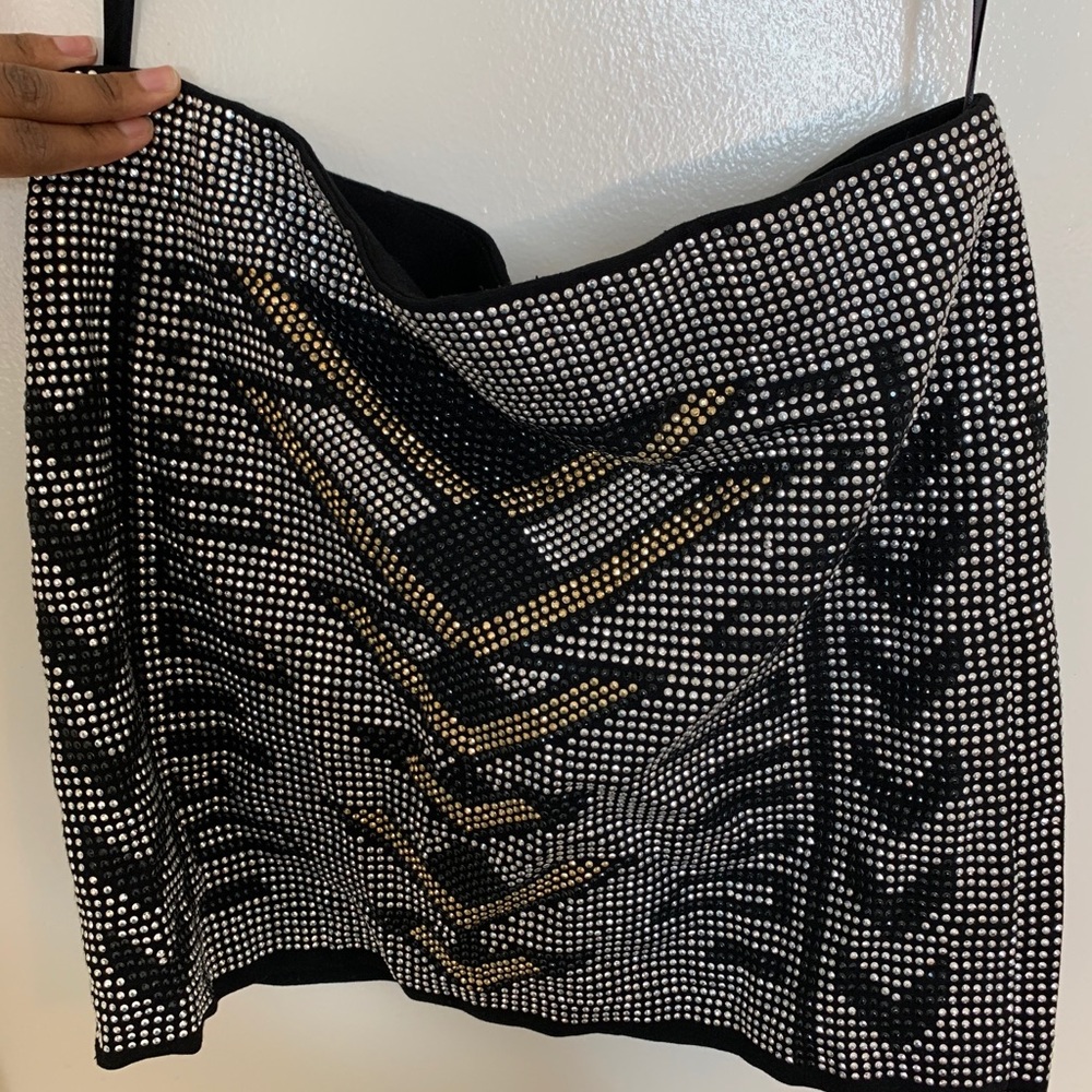 Black, silver, and gold Sparkly mini skirt